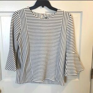 Karl Lagerfeld Tops Karl Lagerfeld Paris Black And White Striped Bell Sleeve Top